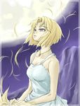  blonde_hair blue_eyes cutting_hair dress ezu ima_soko_ni_iru_boku moon sara_ringwalt severed_hair short_hair solo 