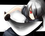  hinomaru_(kotoba) katana kotoba_noriaki original red_eyes silver_hair skirt solo sword weapon 