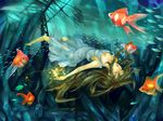  bad_id bad_pixiv_id bubble fish koushi_rokushiro long_hair musical_note original ruins solo treasure_chest underwater 