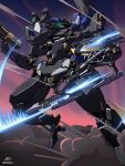  above_clouds absurdres alex_(apdoodles) armored_core armored_core_6 cloud gun handgun highres mecha no_humans outdoors robot solo space star_(sky) steel_haze weapon 