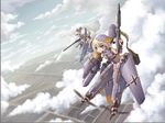  ahoge blonde_hair blue_eyes flying gun jak mecha_musume multiple_girls original short_hair striker_unit weapon world_war_ii 