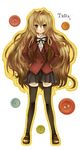  aisaka_taiga brown_eyes brown_hair buttons hands_on_hips long_hair non-web_source oohashi_high_school_uniform school_uniform solo thighhighs toradora! 