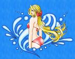  ass bikini blonde_hair blue_eyes bow dead_or_alive hair_bow helena_douglas hybrid_cat long_hair ponytail swimsuit water 
