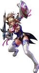  absurdres blonde_hair breasts cassandra_alexandra cleavage green_eyes highres official_art ponytail ribbon ribbons shield soul_calibur soulcalibur_iv sword weapon 