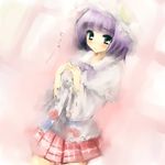  :&lt; alternate_costume alternate_hairstyle blush casual contemporary hat patchouli_knowledge pino_(birthdayparty) purple_eyes purple_hair skirt solo touhou 