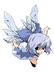  :d black_legwear blue_dress cirno dress grin hermmy ice ice_wings kneehighs looking_at_viewer open_mouth puffy_short_sleeves puffy_sleeves short_sleeves simple_background smile solo teeth touhou white_background wings 