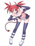  bad_id bad_pixiv_id bat_wings blush boots demon_girl disgaea elbow_gloves etna flat_chest gloves hasu_(hk_works) highres leaning_forward midriff navel red_eyes red_hair salute solo tail thighhighs tongue wings 