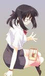  black_hair copyright_request glasses highres nakamura_takeshi obentou school_uniform solo 