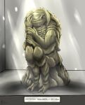  absurd_res ambiguous_gender ancient anthro arthropod cambrian_period extinct_species glass hi_res inanimate_transformation invalid_tag lights marine museum petrification placard prehistoric_species prompt reflection rock sitting solo transformation trilobite yenocwolf 