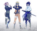  2boys blonde_hair blue_eyes blue_hair green_eyes haruno_sakura i_(kaiyou) long_hair multiple_boys naruto naruto_(series) naruto_shippuuden pink_hair short_hair spiked_hair spoilers team7 uchiha_sasuke uzumaki_naruto 