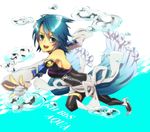  1girl aqua_(kingdom_hearts) blue_hair breasts gloves highres kingdom_hearts redcat13 short_hair thighhighs water 