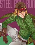  bad_id bad_pixiv_id blonde_hair blue_eyes diego_brando dororosso gloves green_shirt hat jojo_no_kimyou_na_bouken male_focus scary_monsters_(stand) shirt solo stand_(jojo) steel_ball_run sweater tail turtleneck 