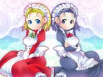  alternate_color apron black_eyes black_hair blonde_hair blue_eyes crossed_arms dual_persona frills frown juliet_sleeves kikimora_(puyopuyo) long_sleeves maid maid_headdress multiple_girls necktie oyuki_(otozuki_mozuku) player_2 puffy_sleeves puyopuyo short_hair smile 