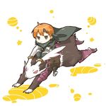  1boy 1girl animal_ears brown_hair bunny bunny_ears carrying fire_emblem fire_emblem:_kakusei gaia_(fire_emblem) headband lowres orange_hair rabbit solid_circle_eyes velvet_(fire_emblem) 