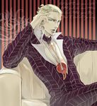  blonde_hair blue_eyes formal jewelry jojo_no_kimyou_na_bouken male_focus necklace prosciutto solo spritzer suit 
