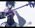  aqua_(kingdom_hearts) bare_shoulders blue_eyes blue_hair detached_sleeves fingerless_gloves gloves hyunko_(hynxxxko) keyblade kingdom_hearts kingdom_hearts_birth_by_sleep short_hair solo 