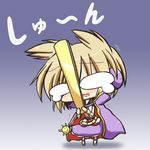  :3 cape chibi earmuffs kasaneko o_o ritual_baton short_hair solo touhou toyosatomimi_no_miko 