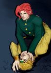  asphyxiation bad_id bad_pixiv_id blonde_hair crack dio_brando earrings gakuran green_eyes haruka4413 headband heart jewelry jojo_no_kimyou_na_bouken kakyouin_noriaki male_focus multiple_boys nail_polish realistic red_eyes red_hair school_uniform strangling 