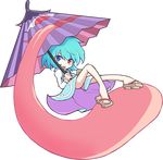  :p bad_id bad_pixiv_id bare_legs blue_eyes blue_hair blush_stickers full_body geta heterochromia karakasa_obake moss_(sphere211) parody purple_umbrella puyopuyo puyopuyo_fever red_eyes short_hair skirt smile solo style_parody tatara_kogasa tongue tongue_out touhou transparent_background umbrella 