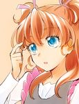  blue_eyes houjou_hibiki kurochiroko orange_background orange_hair precure simple_background solo suite_precure two_side_up 