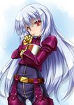  blue_hair drinking drinking_straw gloves head_tilt holding kula_diamond long_hair looking_at_viewer red_eyes roura solo the_king_of_fighters very_long_hair 