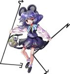  alphes_(style) animal_ears basket capelet dowsing_rod grey_hair jewelry mouse mouse_ears mouse_tail nazrin parody pendant red_eyes shope short_hair solo style_parody tail touhou white_background 
