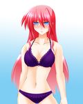  blue_eyes bra breasts cleavage engo_(aquawatery) hair_down highres large_breasts long_hair lyrical_nanoha mahou_shoujo_lyrical_nanoha mahou_shoujo_lyrical_nanoha_a's panties pink_hair signum solo underwear underwear_only 