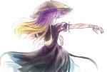  ajirogasa bad_id bad_pixiv_id bandages blonde_hair commentary dress from_behind gradient_hair hat hijiri_byakuren jewelry long_hair moss_(sphere211) multicolored_hair necklace purple_hair solo touhou 