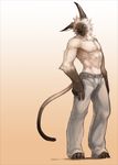  anthro biceps blue_eyes brown_fur cat claws clothing feline fur male mammal moodraw muscles pants pecs plain_background pose solo standing toe_claws toned topless 