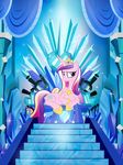  crown crystal curtains cutie_mark equine female feral friendship_is_magic game_of_thrones gold horn horse mammal my_little_pony necklace pixelkitties pony princess_cadance_(mlp) purple_eyes sitting solo sparkles stairs sword throne weapon winged_unicorn wings 