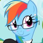  blush ear_piercing equine eyewear female feral formal friendship_is_magic fur glasses hair horse looking_at_viewer mammal multi-colored_hair my_little_pony piercing pony rainbow_dash_(mlp) rainbow_hair solo suit toomuchdanger 