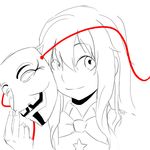  bow bowtie guy_fawkes_mask hata_no_kokoro i-pan lineart long_hair mask shirt simple_background smile solo star string touhou v_(v_for_vendetta) white_background 