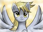  abstract_background amber_eyes blonde_hair cute derp_eyes derpy_hooves_(mlp) equine eyelashes female feral friendship_is_magic fur glare grey_fur hair headshot_portrait horse long_hair looking_at_viewer mammal my_little_pony pegasus plain_background pony portrait princesssilverglow smile solo spread_wings wings yellow_eyes 