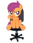  animated chair cub equine eyes female feral friendship_is_magic fur grin hair horse loop low_res mammal my_little_pony orange_fur pegasus plain_background pony purple_eyes purple_hair scootaloo_(mlp) sitting smile solo vapgames white_background wings young 