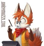  bandanna canine cute fox hair mammal orange_hair silverfox5213 solo 