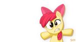  2013 amber_eyes apple_bloom_(mlp) bow cub equine female feral friendship_is_magic green_eyes hair horse looking_at_viewer mammal my_little_pony mysticalpha plain_background pony red_hair scared solo white_background young 
