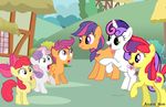  apple_spice_(mlp) aquaticneon crossover cub cutie_mark cutie_mark_crusaders_(mlp) equine female feral friendship_is_magic group horn horse mammal my_little_pony pegasus pony scootaloo_(mlp) sweetie_belle_(mlp) unicorn wings young 