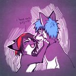  anthro black_nose blue_hair canine cute duo falvie female fox fur hair male mammal purple_fur simple_background smile two_tone_hair 