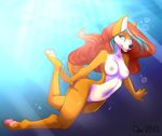  aimi anthro blue_eyes breasts bubble bubbles canine female fox looking_at_viewer mammal nipples nude outside solo swimming underwater water 