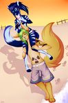  beach canine duo female fox geekidog male mammal seaside topless 