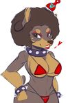  anthro brown_eyes brown_nose canine collar doberman dog female geekidog mammal solo 