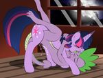  bent_over crossgender cum cutie_mark dragon duo equine eyes_closed feral friendship_is_magic gay girly hair hi_res horn horse inside interspecies lying male mammal missionary_position multi-colored_hair my_little_pony night on_back open_mouth penetration pony purple_eyes purple_hair scalie sex spike_(mlp) twilight_sparkle_(mlp) unicorn v-d-k 