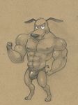  anthro biceps bulge canine courage courage_the_cowardly_dog dog flexing fur grin huge_muscles looking_at_viewer male mammal monochrome muscles nipples pecs pose sepia sketch smile solo speedo standing swimsuit topless tush underwear vein 