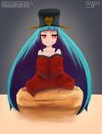  absurdres bilingual blue_hair enma_(mythology) highres iqoru long_hair moe original red_eyes solo unmoving_pattern very_long_hair 