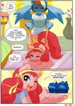  after_sex anthro anthrofied bent_over blue_eyes blue_fur blush clothing comic cupcakes dialog duo english_text equine female food friendship_is_magic fur hair horse inside leche mammal multi-colored_hair my_little_pony pegasus pink_fur pink_hair pinkie_pie_(mlp) pony purple_eyes rainbow_dash_(mlp) rainbow_hair text wings 