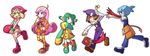  3girls amitie_(puyopuyo) bad_id bad_pixiv_id bag blonde_hair blue_eyes blue_hair book brown_hair flipped_hair full_body glasses gloves green_eyes green_hair green_shirt hat klug_(puyopuyo) long_hair multicolored multicolored_clothes multicolored_legwear multiple_boys multiple_girls official_style orange_shirt orange_skirt pants pink_hair pointy_ears puyo_(puyopuyo) puyopuyo puyopuyo_fever raffine_(puyopuyo) red_eyes rider_(puyopuyo) shirt shoes short_hair shorts sig_(puyopuyo) single_glove skirt sleeves_past_wrists smile striped striped_legwear thighhighs tmk white_background 