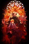  bad_id bad_pixiv_id blood book caster_(fate/zero) cherub cross cross_necklace fate/zero fate_(series) guitar highres instrument jewelry kikira long_coat microphone multiple_boys necklace orange_hair skull stained_glass statue uryuu_ryuunosuke 