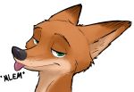  canine disney fox half-closed_eyes headshot_portrait male mammal mlem nick_wilde portrait simple_background solo tongue tongue_out w4g4 white_background zootopia 