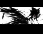 angel_wings artist_request feathers flat_chest greyscale hair_over_one_eye hair_ribbon head_tilt kagano_ai magical_girl mahou_shoujo_ai monochrome red_eyes ribbon short_hair solo spot_color wallpaper wings 