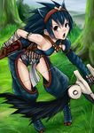  arrow black_hair bow_(weapon) monster_hunter nargacuga_(armor) red_eyes solo taku-tama weapon 